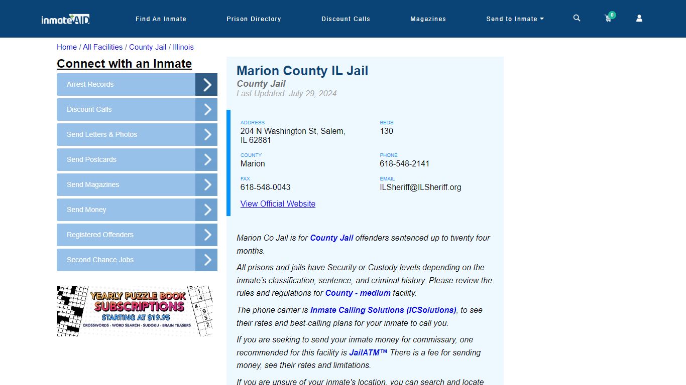 Marion County IL Jail - Inmate Locator