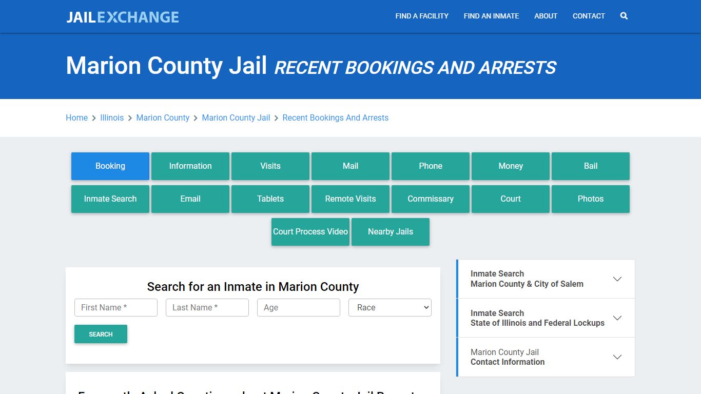 Marion County Jail IL Recent Arrests and Bookings - Jail Exchange